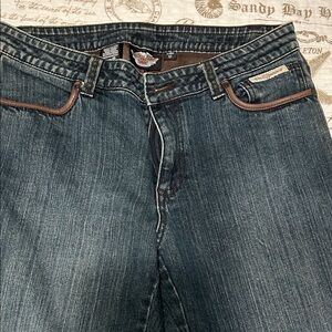 Harley-Davidson Denim Jeans with Brown Leather Trim